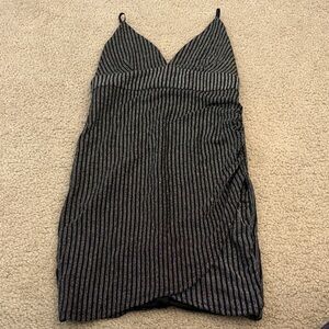 Forever 21 Black and Silver Striped Mini Dress